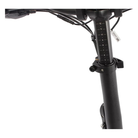 EMU Fat Tyre 20 inch folding electric bike - adjustable seatpost height markings closeup