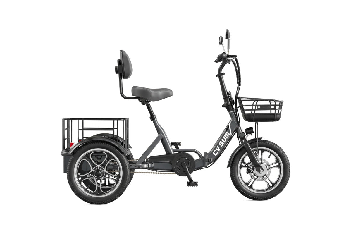 Foldable Cargo e-Trike - 90 degree side view