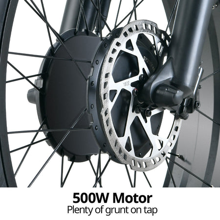 NNEMB Electric Fat Tyre Bike, 500W, 45km/hr, Throttle ebike, Disc Brakes, Shimano 7 spd, 20x4' Kenda Tyres, Suspension, Black-3