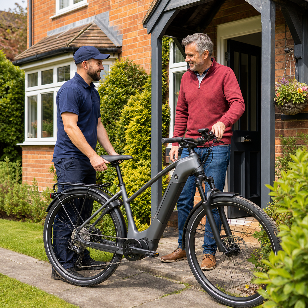 E-Bike Centre customer receiving an electric bike at a British home